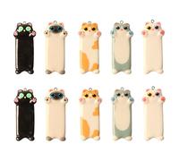 Acxico Lot de 10 breloques en résine en forme de chat mignon, pendentifs colorés et ludiques avec finition brillante, durables pour la fabrication de bijoux et de porte-clés pour accessoires