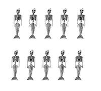 Acxico Lot de 10 pendentifs rétro en forme de tête de mort sculptée en argent vieilli