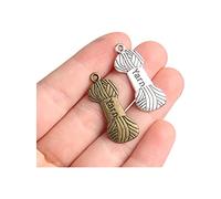 Acxico Lot de 100 breloques en fil de fer à tricoter - Argenté vieilli - 12 x 30 mm - Accessoires faits à la main