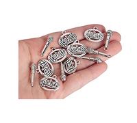Acxico Lot de 100 breloques en forme d'instrument de musique pour microphone+beau pendentif en forme de note en argent antique double face 3D DIY production