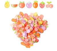 Acxico Lot de 100 breloques en résine en forme de fruit - Mélange de fruits (pastèque/fraise/pamplemousse) pour étuis de téléphone, bandeaux, accessoires pour cheveux, fournitures d'artisanat