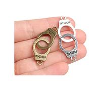 Acxico Lot de 100 breloques menottes en argent vieilli double face 3D 15 x 42 mm Accessoires faits à la main