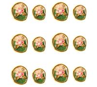 Acxico Lot de 12 boutons en métal sur le thème du jardin, style vintage avec motifs floraux, strass et perles pour décoration de cardigan