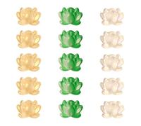 Acxico Lot de 15 breloques élégantes en résine en forme de fleur de lotus à double trou pour boucles d'oreilles, bracelets, colliers, chaînes de téléphone et fabrication de bijoux
