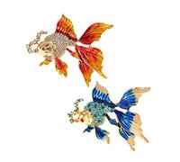 Acxico Lot de 2 broches colorées en forme de poisson rouge pour femmes, étudiants, fêtes, animaux mignons, bijoux, accessoires, cadeau de vacances, Gemme