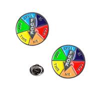 Acxico Lot de 2 broches en émail avec inscription « Off Me You It This That », Métal