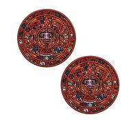Acxico Lot de 2 écussons brodés de calendrier maya Doomsday thermocollant aztèque pierre du soleil Piedra DEL SOL