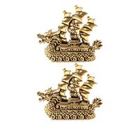 Acxico Lot de 2 statues de voilier vintage en laiton avec figurines de dragon, décoration nautique artisanale pour bureau, maison, affichage de scène, Thanksgiving, Nouvel An, Saint-Valentin