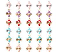 Acxico Lot de 30 breloques en forme de champignon en alliage de bois fantaisie, pendentifs colorés en émail 3D, parfaits pour la fabrication de bijoux, les projets d'artisanat, la création de