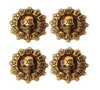 Acxico Lot de 4 boutons à rivets en forme de tête de mort en métal pour boîte, sac, portefeuille, ceinture en cuir synthétique, décoration artisanale