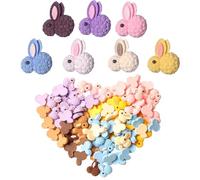 Acxico Lot de 70 breloques en forme de lapin vibrantes pour loisirs créatifs, décorations de lapin en résine dans des couleurs pastel, adaptées pour la fabrication de bijoux, étuis de téléphone et
