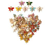Acxico Lot de 70 breloques multicolores en forme de libellule en émail - Pendentifs en alliage de zinc pour colliers, bracelets, boucles d'oreilles, porte-clés et décoration de camping