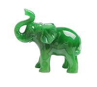 Acxico Statue d'éléphant porte-bonheur Feng Shui vert jade pour décoration d'intérieur