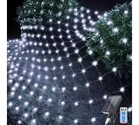 Acxilexy Filet Lumineux Solaire Extérieur, 1.5 M x 1.5 M 96 LEDs Guirlande Lumineuse de Filet avec 8 Modes, Télécommande, Etanche Guirlande Lumineuses Filet pour Noël Buissons Clôture Jardins