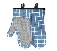 Acxilexy Gants de Four, Gants de Cuisine Silicone Résistant à Chaleur en Coton et Antidérapant, Gants de Barbecue Résistant à Chaleur à épissure Carrée pour Cuisine, Barbecue Griller, Cuire