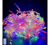 Acxilexy Guirlande Guinguette Solaire, 10M Noël Guirlande Lumineuse Solaire, 370 LEDs Lumière Feux d'artifice Solaire 8 Modes Étanche Fil Lumière pour Noël Jardin Terrasse Maison Fête (Coloré)