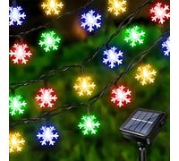 Acxilexy Guirlande Lumineuse Solaire de Noël 7 m 50 LEDs Lumières de Noël, Étanche Guirlande Lumineuse de Flocons de Neige Guirlande Lumineuse Exterieur pour Maison Jardin Chambre Noël Fête