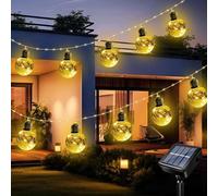 Acxilexy Guirlande Solaire Extérieur, 3.5M 10 Ampoules Incassable Lumineuse Guirlande, 140LEDs Étanche 8 Modes Guirlande Lumineuse Solaire Vintage pour Jardin, Balcon, Patio, Noël Fête