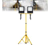 ACXIN 2 pièces Projecteur à LED avec trépied jaune, projecteur extérieur, lampe de chantier à LED, projecteur, IP66 étanche, 200W, blanc froid