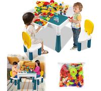 ACXIN 6 en 1 Table d'enfant Set de chaises Table d'activité Set de table d'enfant Table de bricolage avec 2 chaises et 163 blocs de construction Multifonctionnel (Avec blocs)