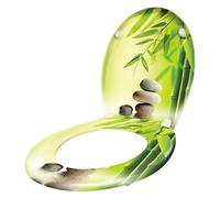 ACXIN Abattant de WC, avec système d'abaissement automatique, en Duroplast et acier inoxydable, antibactérien, facile à nettoyer, amovible, en bambou et art de pierre