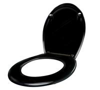 ACXIN Abattant de WC avec système d'abaissement automatique, en Duroplast et acier inoxydable, antibactérien, facile à nettoyer, amovible, noir