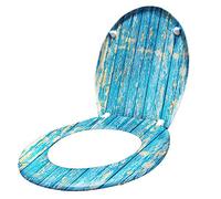 ACXIN Abattant de WC avec système d'abaissement automatique, en Duroplast et acier inoxydable, antibactérien, facile à nettoyer, amovible, motif planches bleues