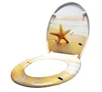 ACXIN Abattant de WC ovale, avec système d'abaissement automatique, antibactérien, taille universelle, avec abaissement lent (étoile de mer)