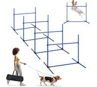ACXIN Agility Kit d'obstacles d'entraînement pour chien avec 4 obstacles, barres de slalom, équipement d'agilité pour chiens, facile à transporter, hauteur réglable avec sac, 104 x 70 x 101 cm, bleu