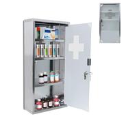 ACXIN Armoire à pharmacie en acier inoxydable 30 x 12 x 57,5 cm avec 4 compartiments, armoire à pharmacie suspendue, verrouillable, armoire à pharmacie domestique, rangement des médicaments, argentée