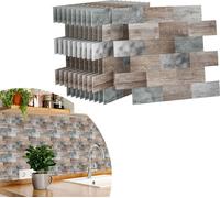 ACXIN Autocollant de carrelage Cuisine Système de nivellement PVC Carreaux muraux Film autocollant Film pour carrelage 10 pcs, dŽcor carrelage 34x29cm, pour salle de bain, lavabo, dŽcor cheminée (type