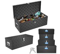 ACXIN Boîte de rangement en aluminium 762 x 330 x 244 mm - Boîte à outils en aluminium avec serrure et 2 clés - Boîte à timon verrouillable robuste pour la remorque - Stable et étanche (noir)