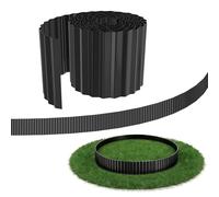 ACXIN Bord de pelouse de 15 cm de haut en métal galvanisé facile à assembler pour parterres de fleurs et jardin, longueur réglable, bloc racine flexible et bord tranchant noir 5 m