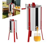 ACXIN Centrifugeuse à miel en acier inoxydable manuelle pour apiculteurs amateurs et professionnels, pieds réglables, capacité 15-20kg, accessoires pour apiculteurs, centrifugeuse à miel avec