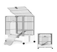 ACXIN Clapier mobile à 1 niveau pour lapins et cochons d'Inde - Cage mobile pour rongeurs - Avec plateforme de repos, échelle, roues et toit ouvert - 73 x 50 x 68 cm