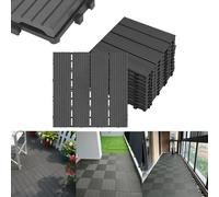 ACXIN Dalles de terrasse WPC - Carreaux en plastique aspect bois - Dalles découpables à clipser - Pour jardin, balcon, terrasse (11, anthracite, 30 x 30 cm)