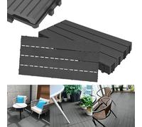 ACXIN Dalles de terrasse WPC - Carreaux en plastique aspect bois - Dalles découpables - Pour jardin, balcon, terrasse (6, anthracite, 30 x 60 cm)