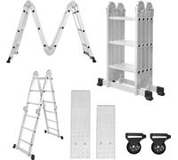 ACXIN Echelles multi-usages en aluminium, Echelle d'échafaudage 4x3 marches, Echelle d'escalier extensible avec 2 plateformes de travail, Escabeau pliable (3,4m)