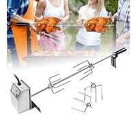 ACXIN Kit de tournebroche en acier inoxydable de 107 cm avec moteur avec aiguilles à viande, rôtissoire électrique, grille de cuisson avec 4 fourchettes à viande, pour camping, fête, jardin,
