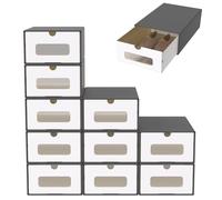 ACXIN Lot de 10 boîtes de rangement empilables pour chaussures - Tiroirs avec fenêtre transparente - Carton en papier kraft - 34,5 x 23,5 x 13,5 cm - Anthracite