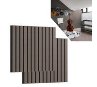 ACXIN Lot de 2 panneaux acoustiques 3D en bois - Placage en chêne véritable sur feutre acoustique - 60 x 60 cm - Panneaux muraux à lamelles - Revêtement mural - Pour couloir, salon, bureau - Marron