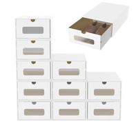 ACXIN Lot de 30 boîtes de rangement empilables pour chaussures - Tiroirs avec fenêtre transparente - Carton en papier kraft - 34,5 x 23,5 x 13,5 cm - Blanc