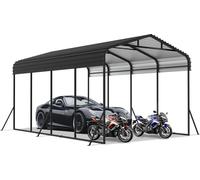 ACXIN Outdoor-Auto-toiles-Garage | 12 x 20FT | Carport métallique noir |Robuste garage extérieur-Auto-Unterstand| Ombre avec toit métallique galvanisé pour voitures et bateaux tente de bivouac