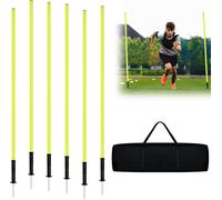 ACXIN Poles de slalom Set de 6 barres de slalom Accessoires de formation de football Set d'agilité 1,5m avec pointes de sol en métal et ressorts pour chiens Set de formation de football Jaune