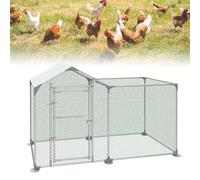 ACXIN Poulailler 2 x 1 x 1,5 m - En acier galvanisé avec toit à eau - Enclos d'extérieur pour volailles et petits animaux