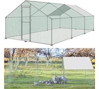 ACXIN Poulailler 3 x 6 x 2 m - Enclos libre - Porte avec serrure - Cadre en acier galvanisé - Toit d'ombrage en polyéthylène - Pour cage à volailles, cage à oiseaux, petits animaux