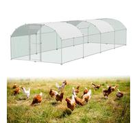 ACXIN Poulailler 3 x 8 x 2 m résistant à l'hiver avec enclos en tube d'acier galvanisé, poulailler extérieur, poulailler avec serrure, grillage métallique et clôture robuste pour poules et petits