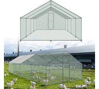 ACXIN Poulailler 3 x 8 x 2m Enclos Porte du poulailler avec serrure Poulailler Cadre en acier galvanisé Toit d'ombre en PE revêtu pour cage à poules