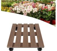 ACXIN Rouleau à plantes WPC Ø 30 x 30 cm, pot de fleurs pour l'intérieur et l'extérieur, capacité de charge 100 kg avec frein (brun, carré)