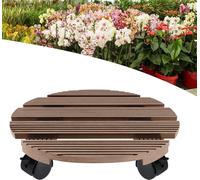 ACXIN Rouleau à plantes WPC Ø 30 x 30 cm, pot de fleurs pour l'intérieur et l'extérieur, capacité de charge 100 kg avec frein (brun, rond)
